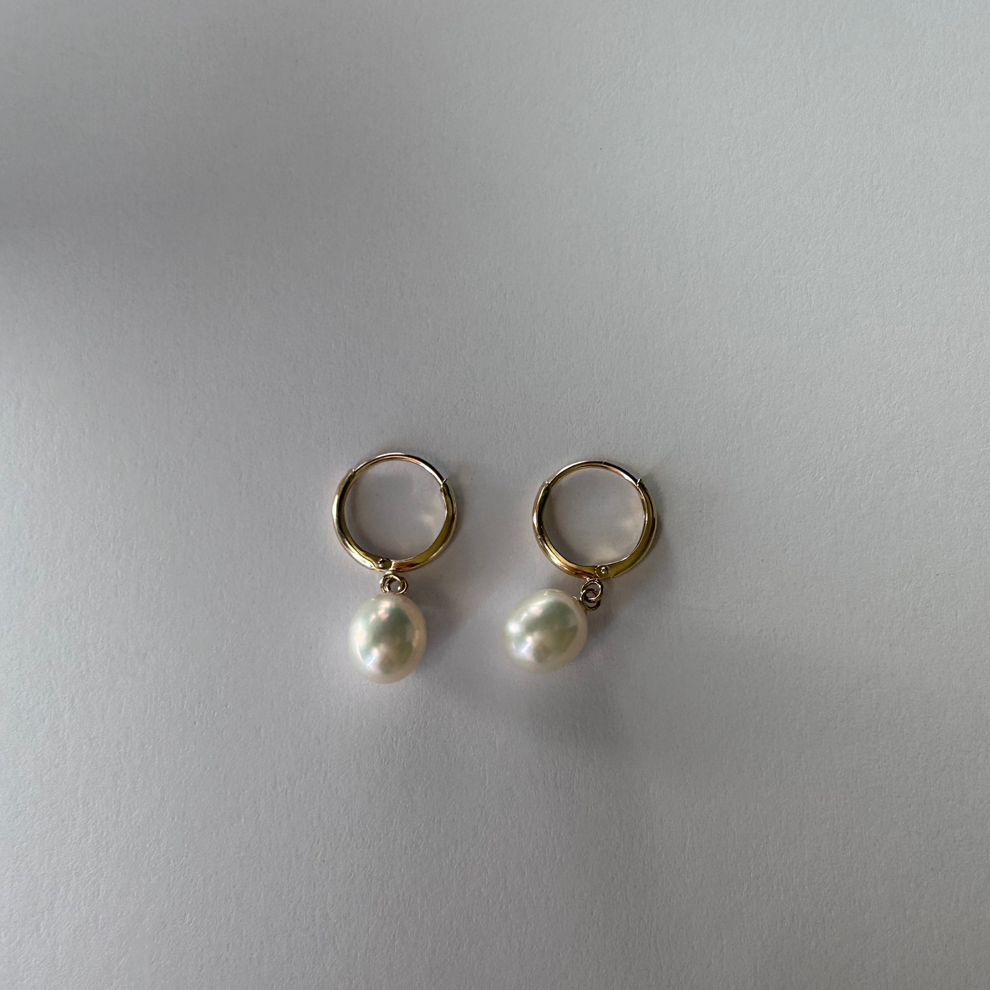 10CT Pearl Hoops - Gold Class Jewellery